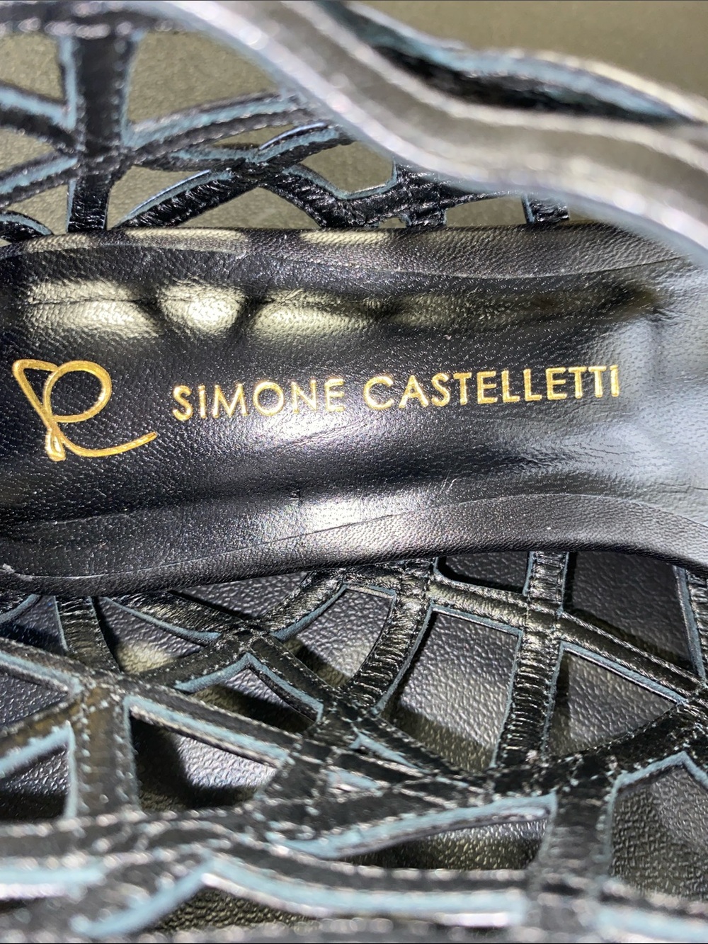 Simone Castelletti • Made in Italy • Black • Leather • Cage Sandal • Size 9 - Picture 4 of 7